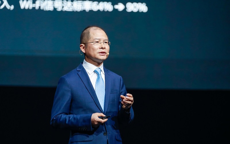 Eric Xu delivers a keynote speech
