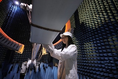 inspecting the antenna