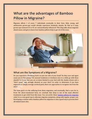 Bamboo Pillow Bamboo Pillow- Bamboo Pillow for Migraine Attacks