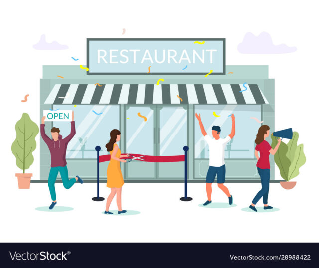 Restaurant grand opening vector concept for web banner, website page
